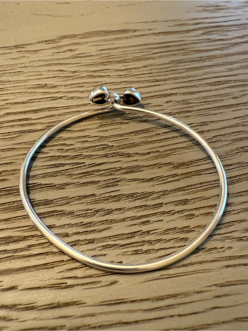 Tiffany & Co 18k Gold & Sterling Vintage Two Interlocking Hearts Bangle Bracelet - Picture 2 of 5